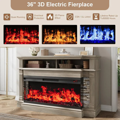 52" Fireplace Entertainment Center with 36" Electric Fireplace