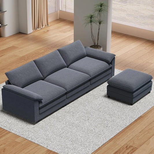 117" Oversized Sectional Sofa with Movable Ottoman