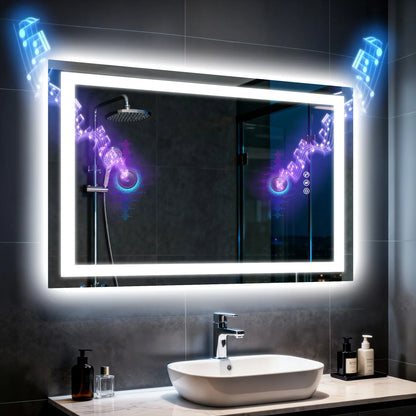 50/60/100/120cm LED Bathroom Mirror Built-in Bluetooth Speaker