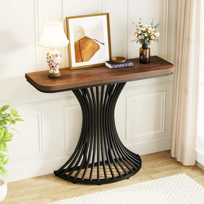 39-Inch Small Console Table with Metal Base