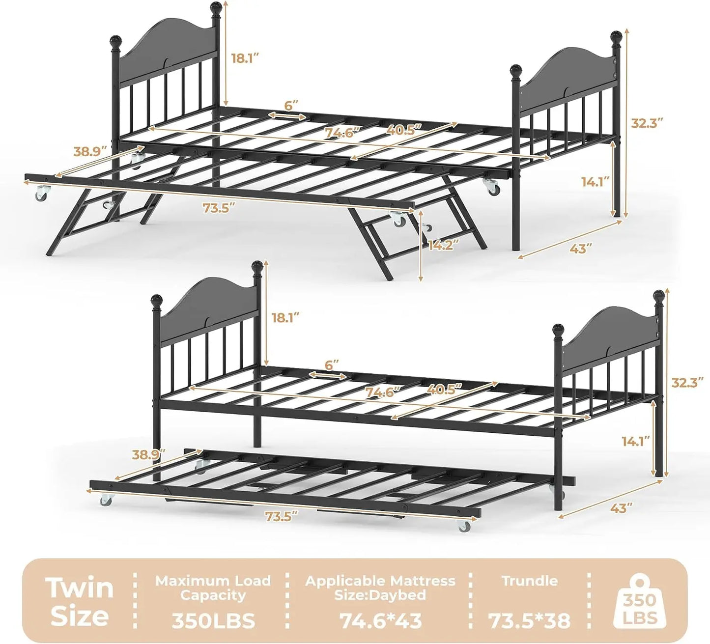 Heavy Duty Metal Platform Bed Frame