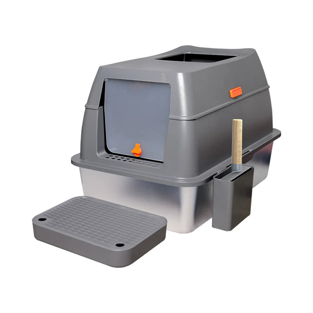 XXL Stainless Steel Cat Litter Box Easy Cleaning Toilet