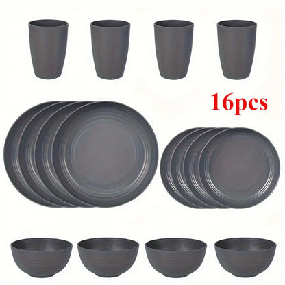 16/32pcs Plastic Tableware Set, Microwave and Dishwasher Safe