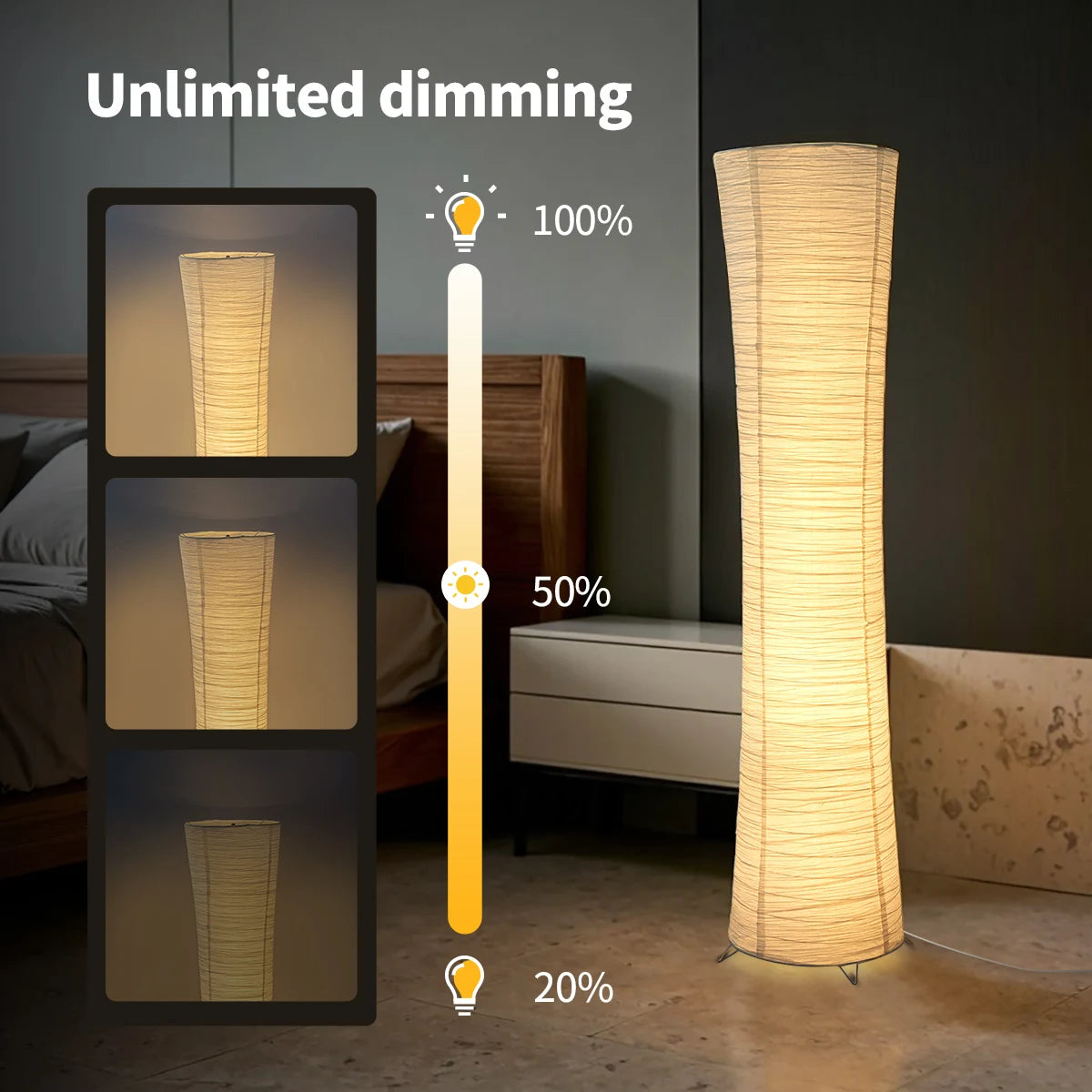paper and chrome-plated standing floor lamp