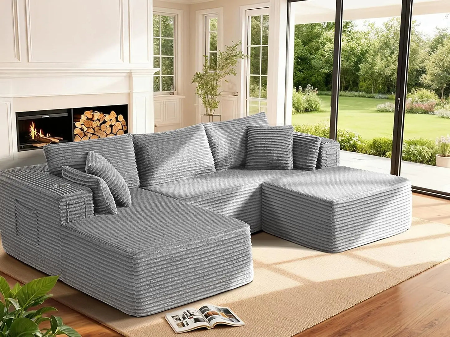 108" Cloud Sectional Couch with Extra Deep Seating