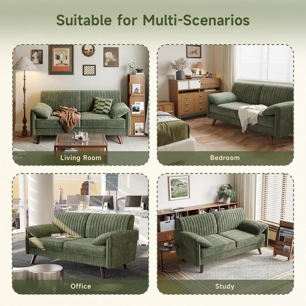 64.5" Loveseat Sofa, Chenille Loveseat Couch with Padded Arms