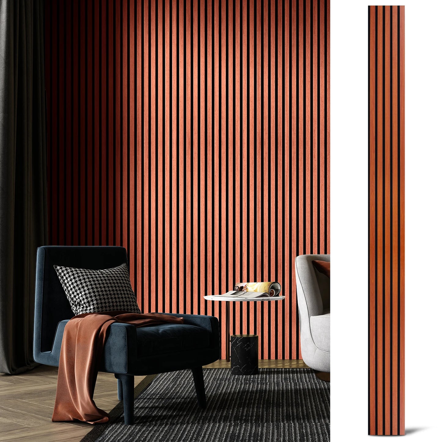 94.5x7.9-inch 4PCS Wood Noise Reduction 3D Textured Wall Panels