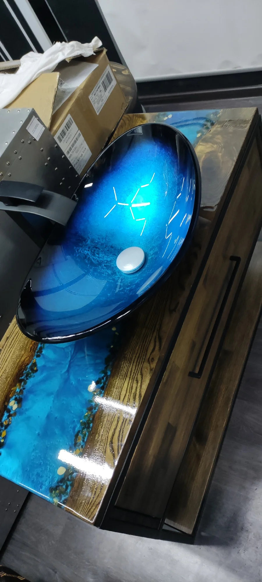 Tempered Glass Bathroom Sink with Pop-Up Drain