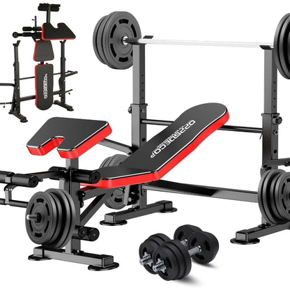 660lbs 6 in 1 Weight Bench Set with Squat Rack