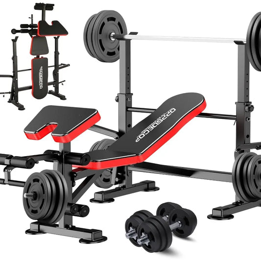 660lbs 6 in 1 Weight Bench Set with Squat Rack