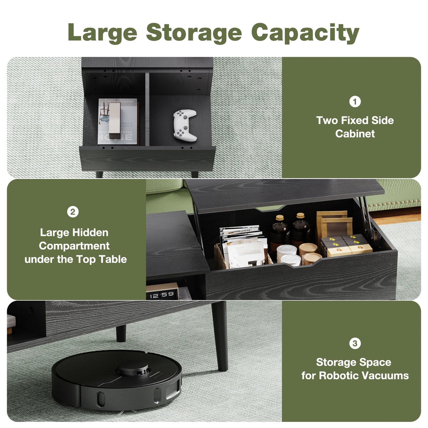 39.37"x19.7" Easy Lift Top Coffee Tables