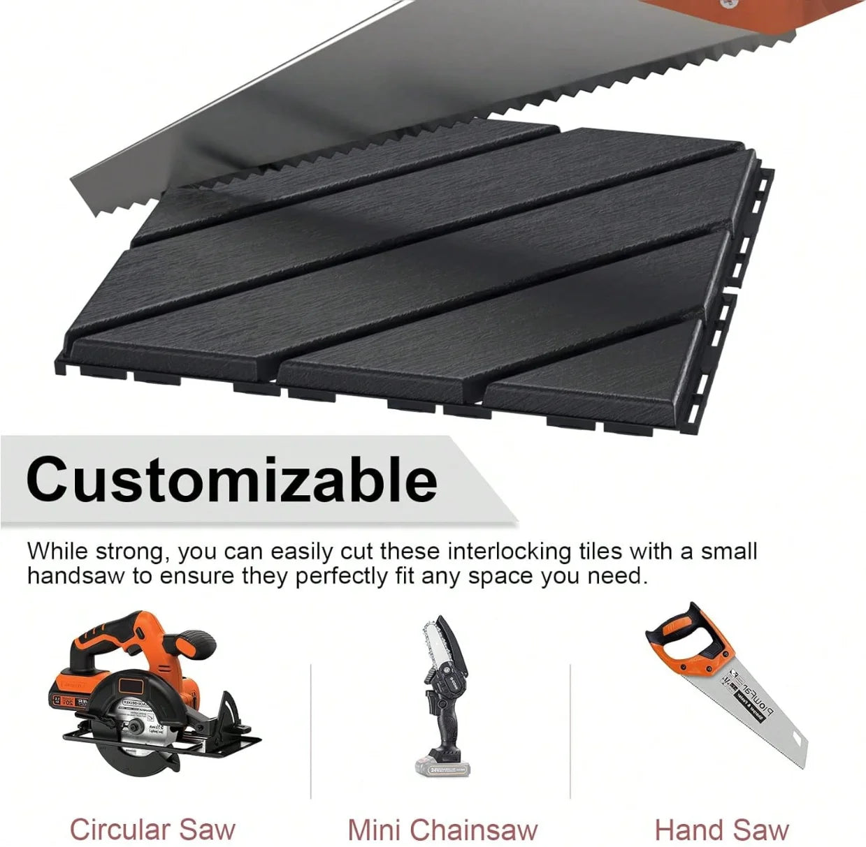 44 Pack 12" x 12" Square Waterproof Patio Interlocking Deck Tiles