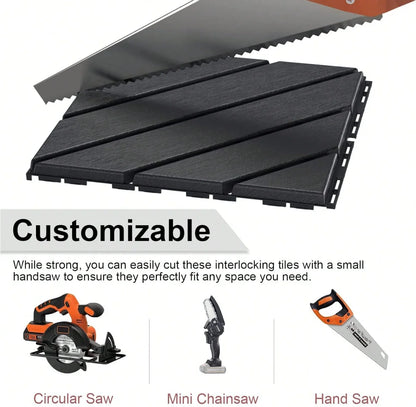 44 Pack 12" x 12" Square Waterproof Patio Interlocking Deck Tiles