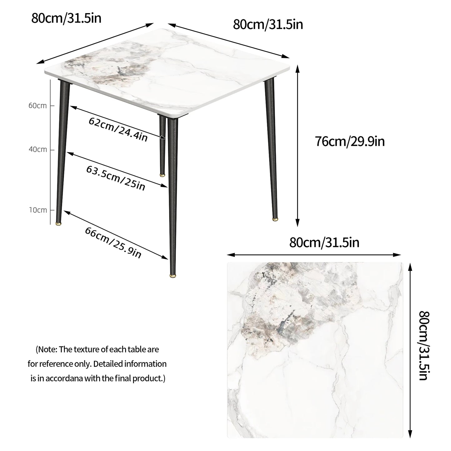 Dining Table Stone Top with Metal Frame