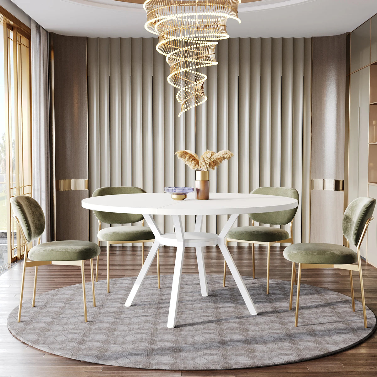 46-Inch Wood Kitchen Table with Sturdy Metal Base