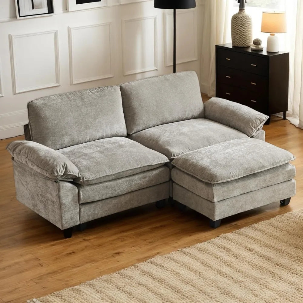 Beautiful Modern Sofa with Ottoman and Slipcover