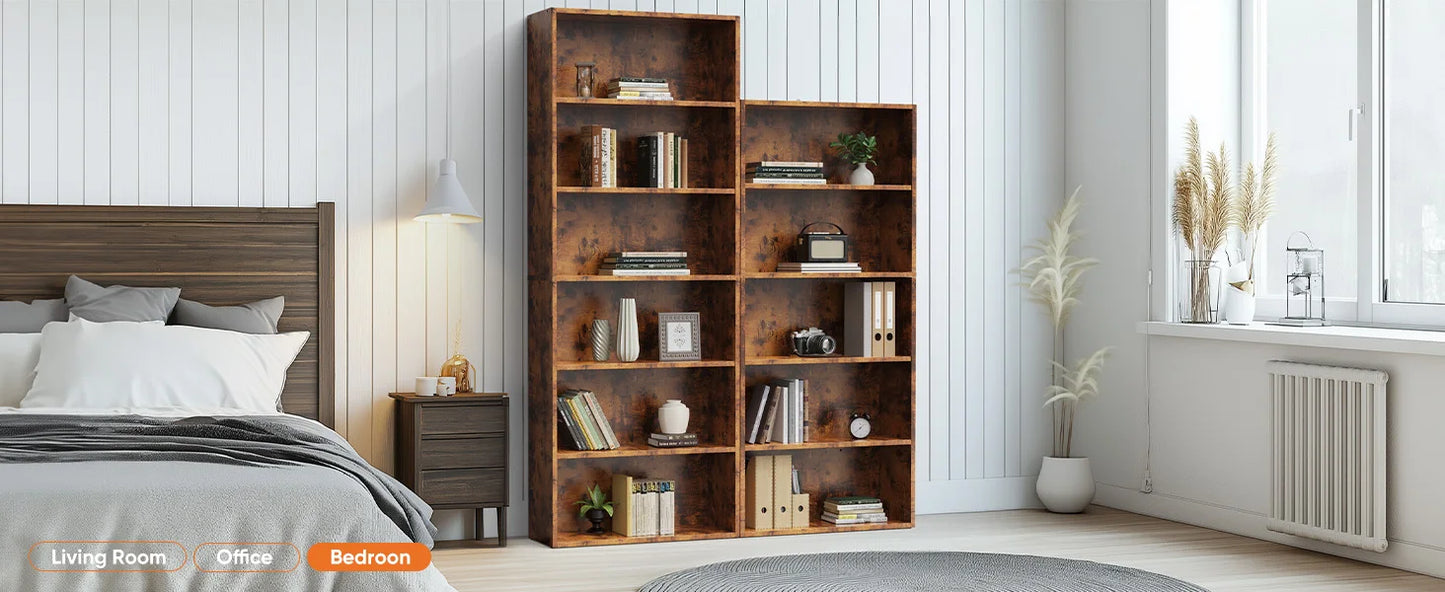 63 Inch Tall 6 Tier Wooden Shelf Bookcase