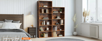 63 Inch Tall 6 Tier Wooden Shelf Bookcase