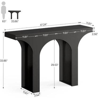 47-Inch Modern Black Console Table for Entryway