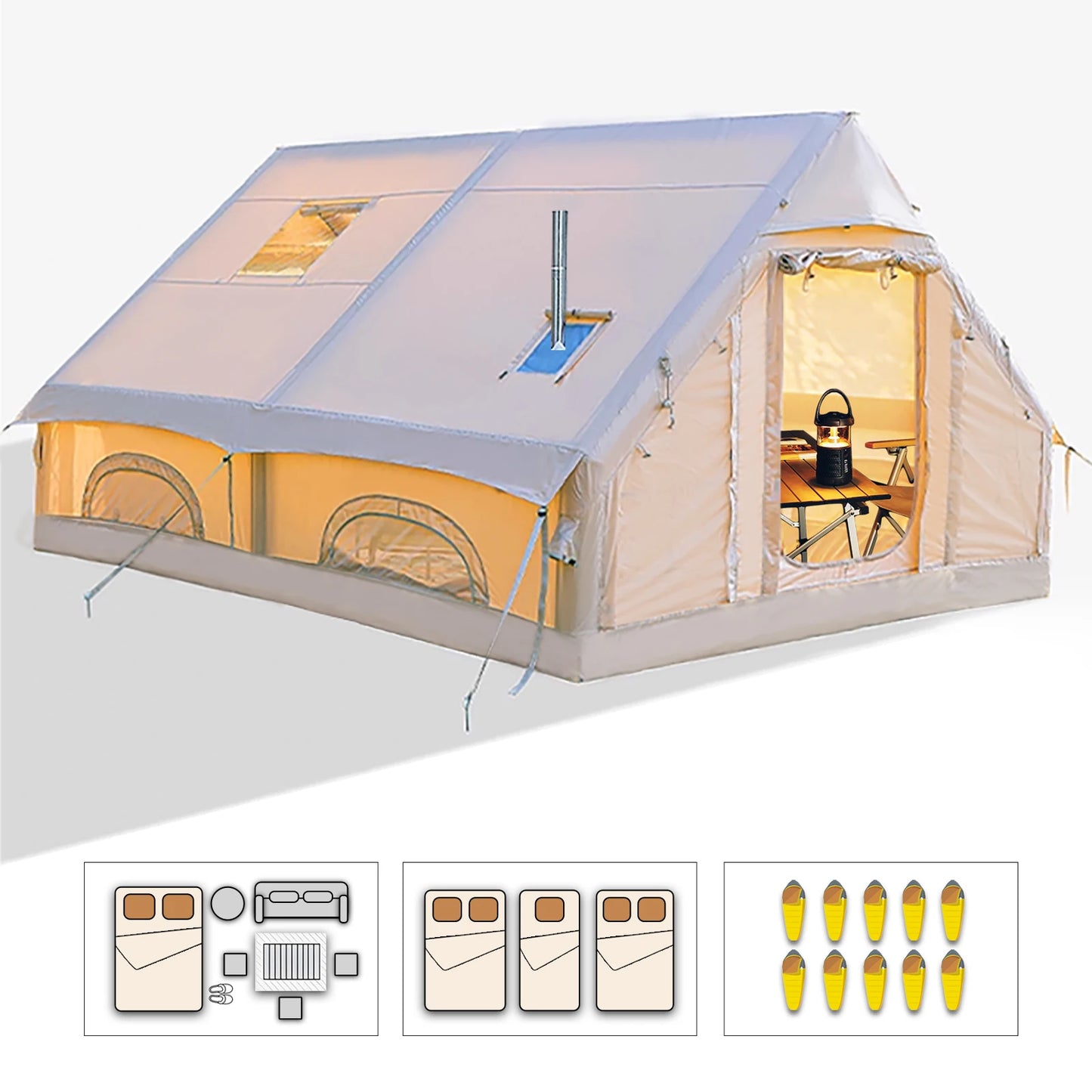 Large Inflatable Camping Tent with Hand Pump