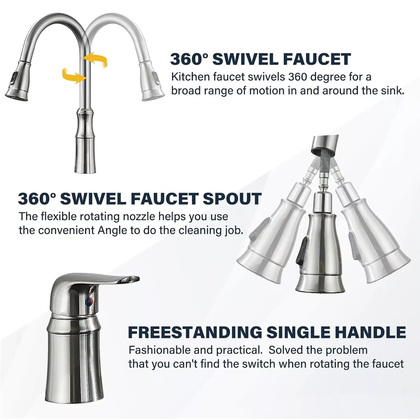 Matte Black Kitchen Sink Faucet with Pull Down Sprayer