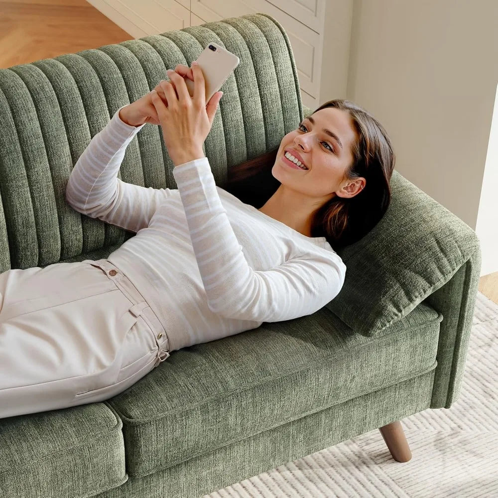 64.5" Loveseat Sofa, Chenille Loveseat Couch with Padded Arms