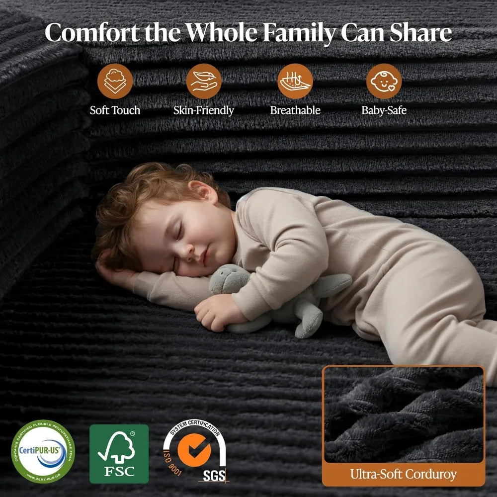 108" Cloud Sectional Couch with Extra Deep Seating