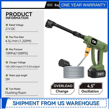 1500PSI Portable Handheld Cordless Pressure Washer