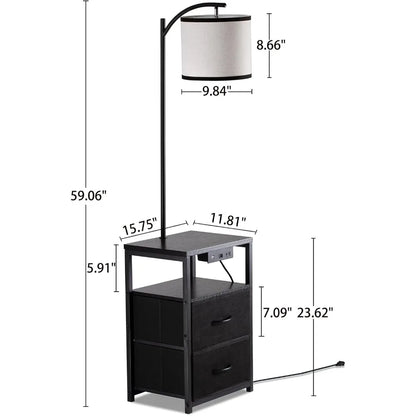 Floor Lamp with Table & 2 Drawers with 3 Color Temperature Led Bulb