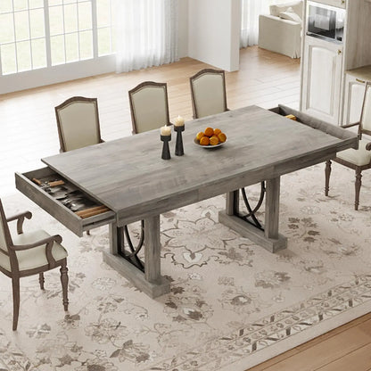 71 Inch Dining Table With 2 Storage Drawers