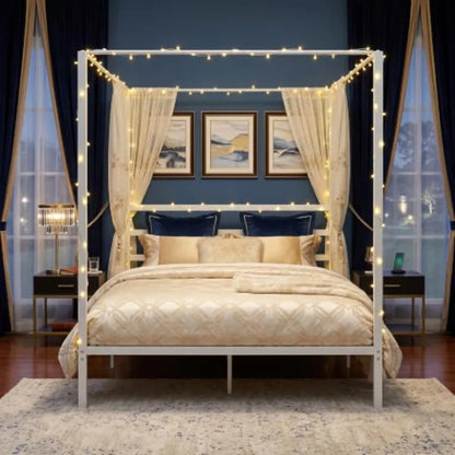 Canopy Bed Frame with Heavy Duty Support Slats