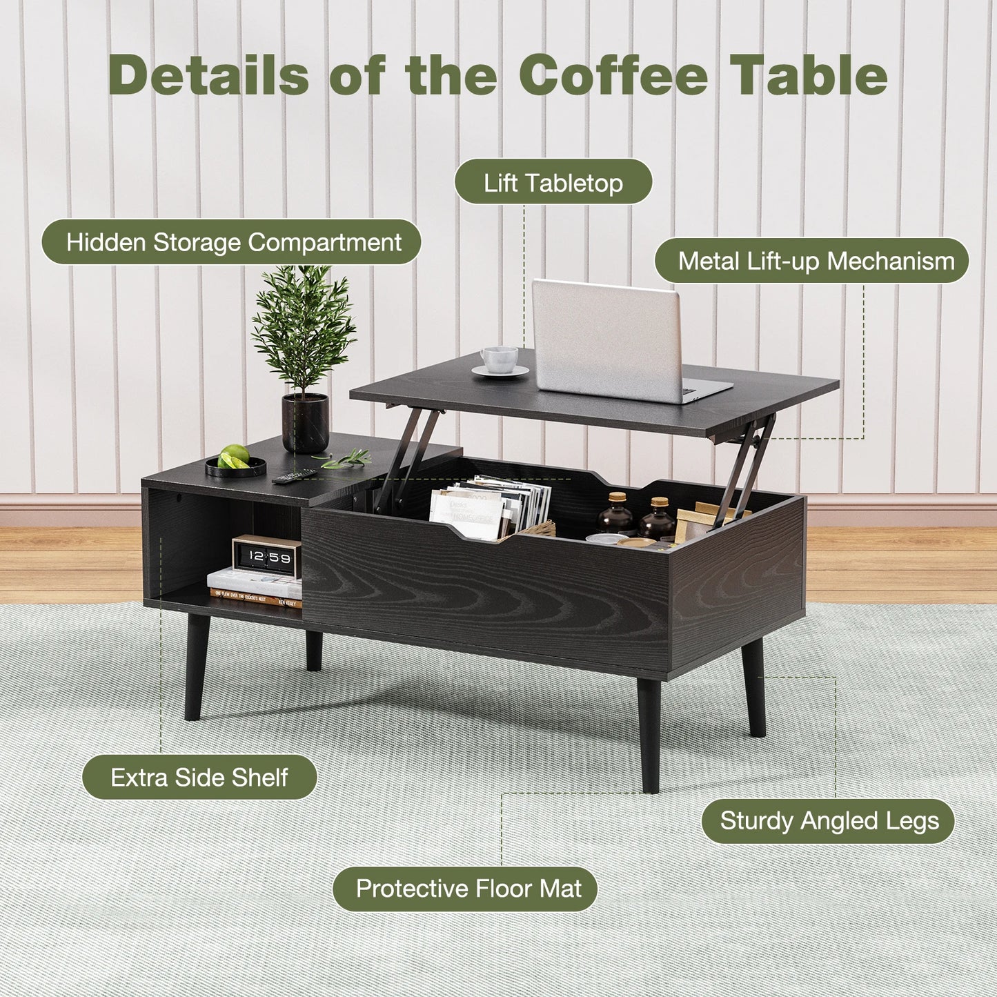 39.37"x19.7" Easy Lift Top Coffee Tables