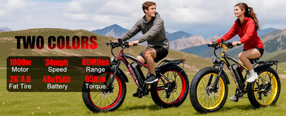 Electric Bike 26"x4.0 All Terrain 34MPH Mountain Bicycle