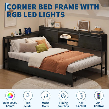 Twin Corner Bed Frame With Charging Station