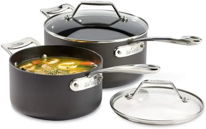 4 Piece Hard Anodized Nonstick Saucepan Set