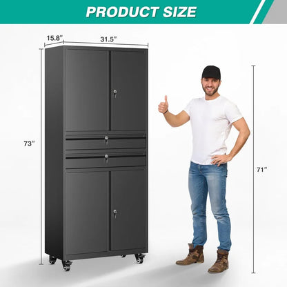 Portable Storage Cabinet with Locking Doors and Adjustable Shelves
