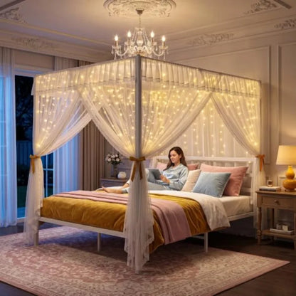 Canopy Bed Frame with Heavy Duty Support Slats