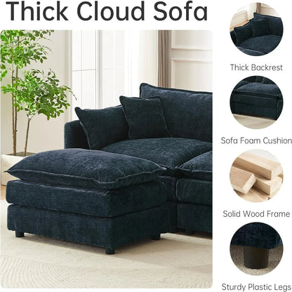 112.2" L-Shaped Sectional Sofa with Movable Ottoman