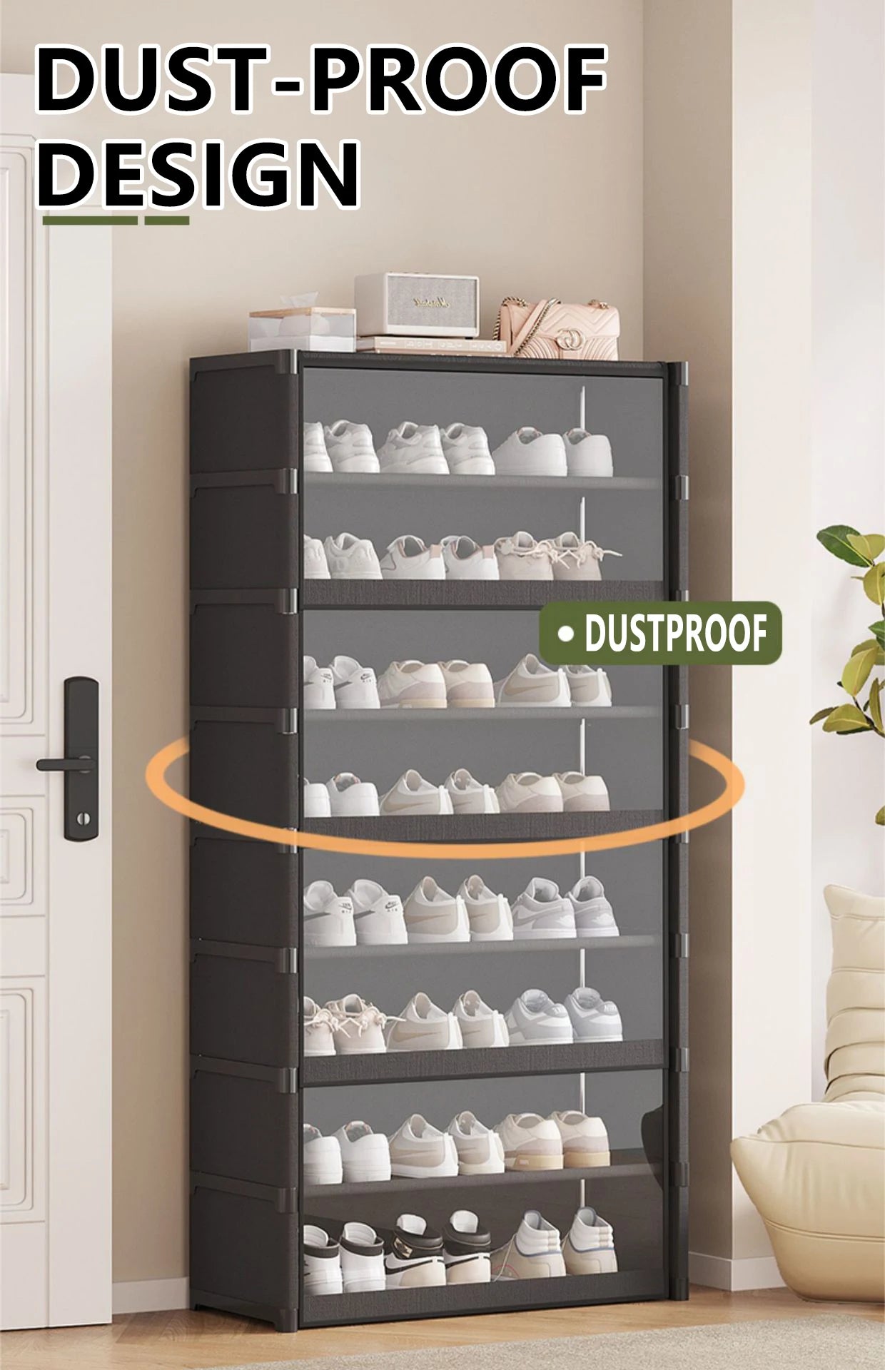 Multi-layer Shoe Cabinet Organizer with Clear Lid