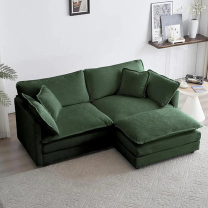 76.7" Convertible Modern L Shaped Sofa Set with Ottoman