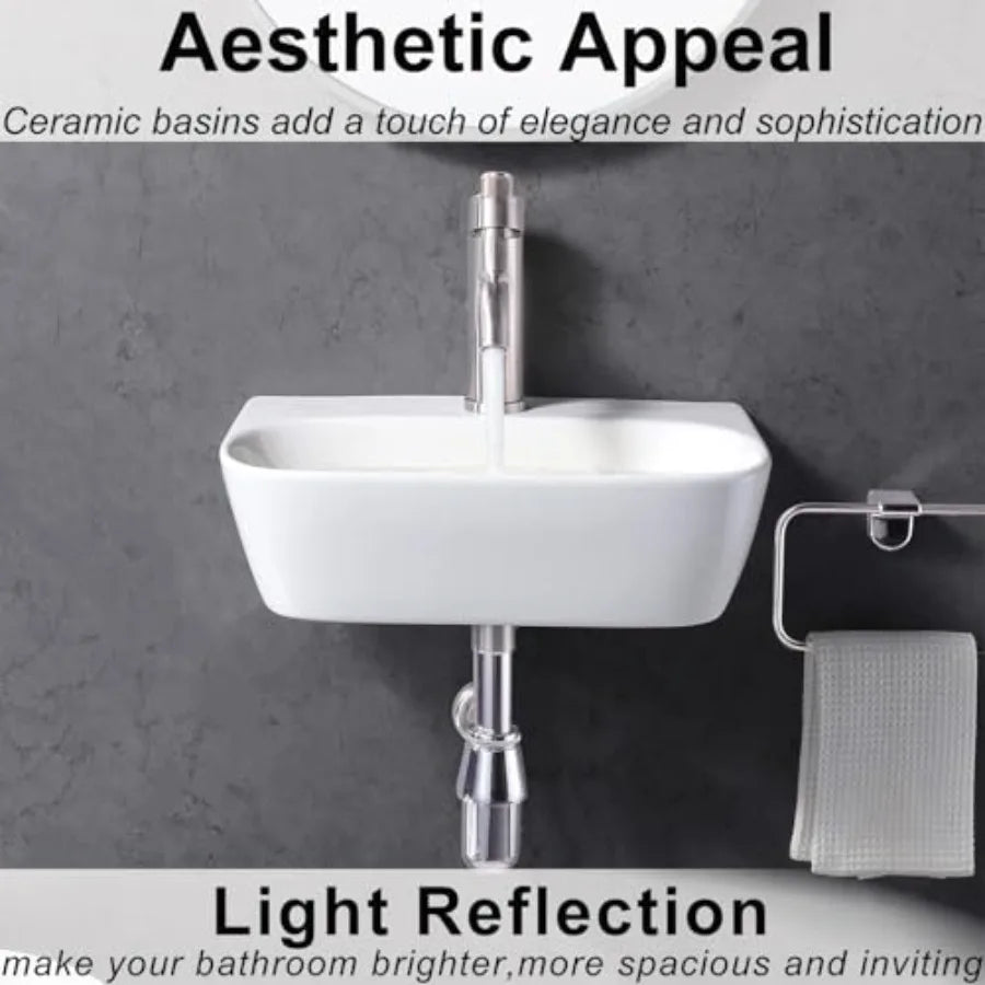 16"x11" Small Wall Mounted Bathroom Sink