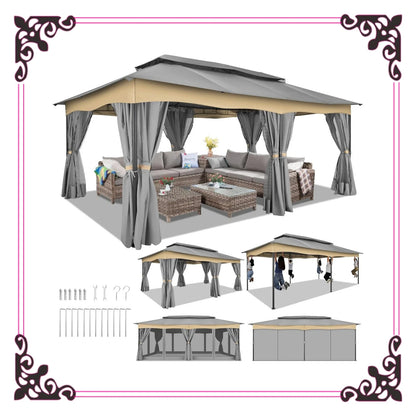 12x20 Outdoor Gazebo with Double Ventilated Roof