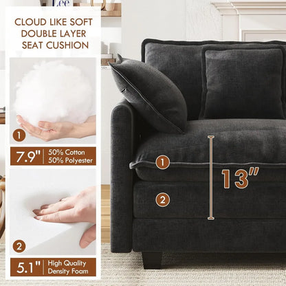 111.4” Cloud Couch, Modular Sectional Sofa with Ottoman