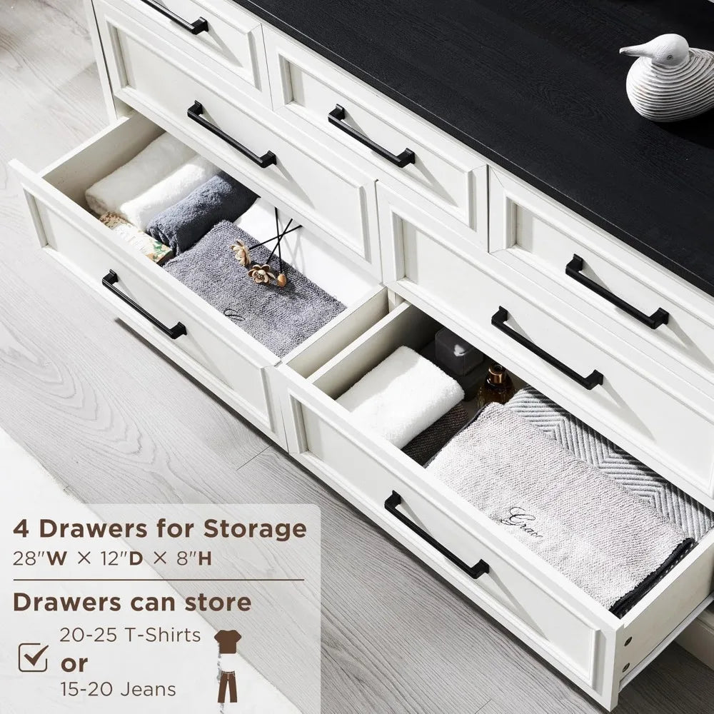 7 Drawer Drawers for Bedroom with Large Metal Handles