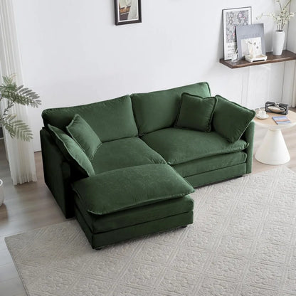 76.7" Convertible Modern L Shaped Sofa Set with Ottoman