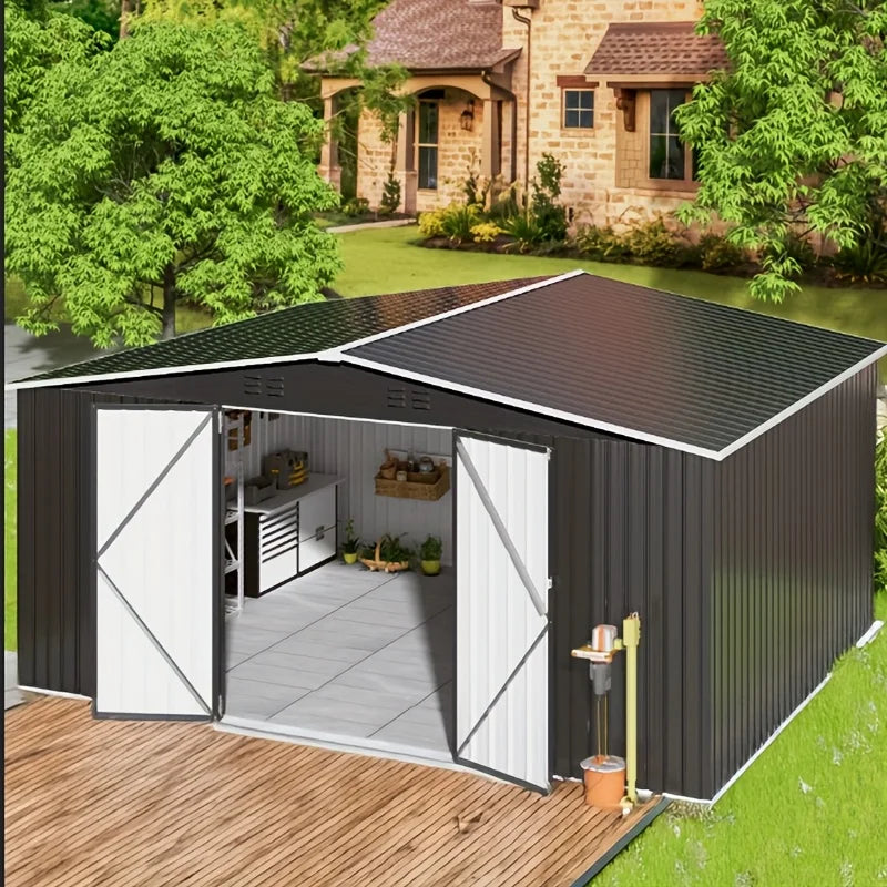 10x10~12x18FT Outdoor Heavy-Duty Frame Shed