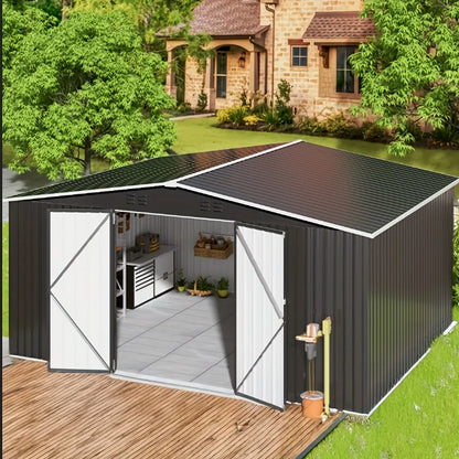10x10~12x18FT Outdoor Heavy-Duty Frame Shed
