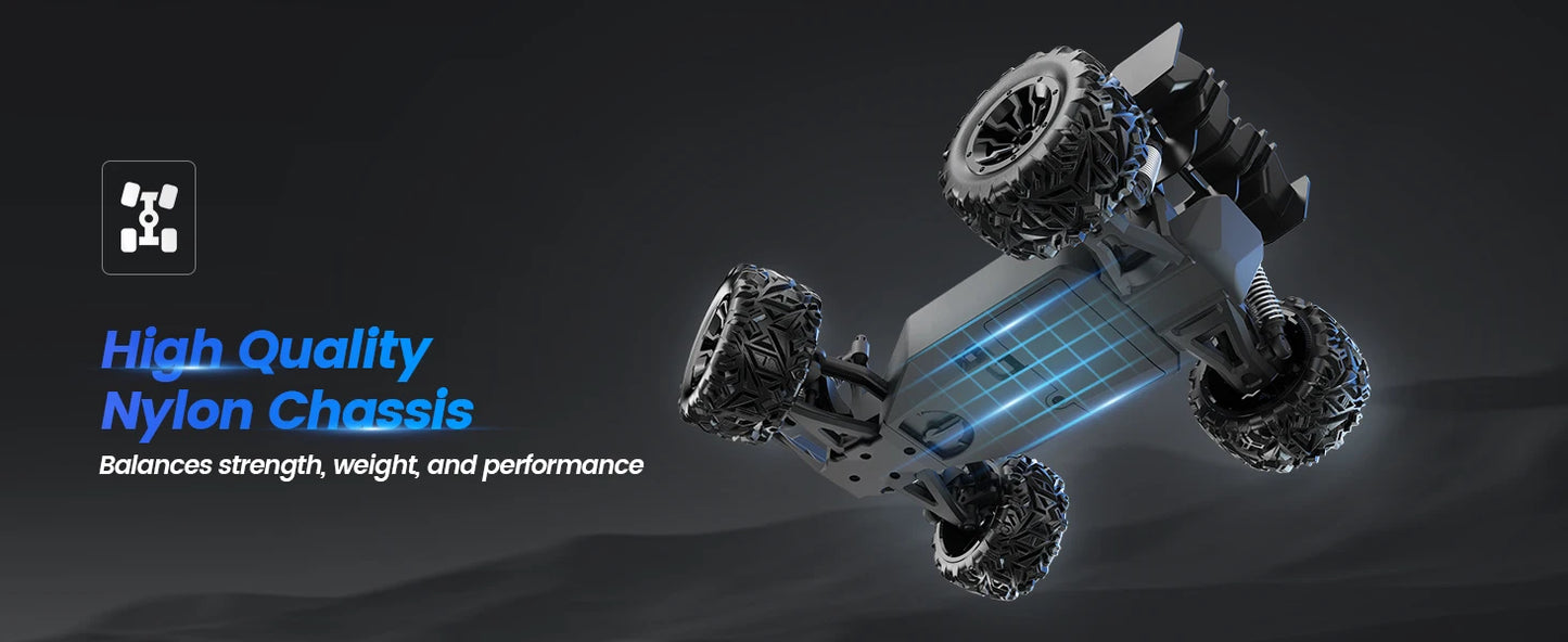 All-Terrain RC Truck: Age 8-12, 2 Batteries, 40 Min Play, Off-Road