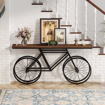 70.9-Inch Extra Long Console Table with Bicycle Metal Base