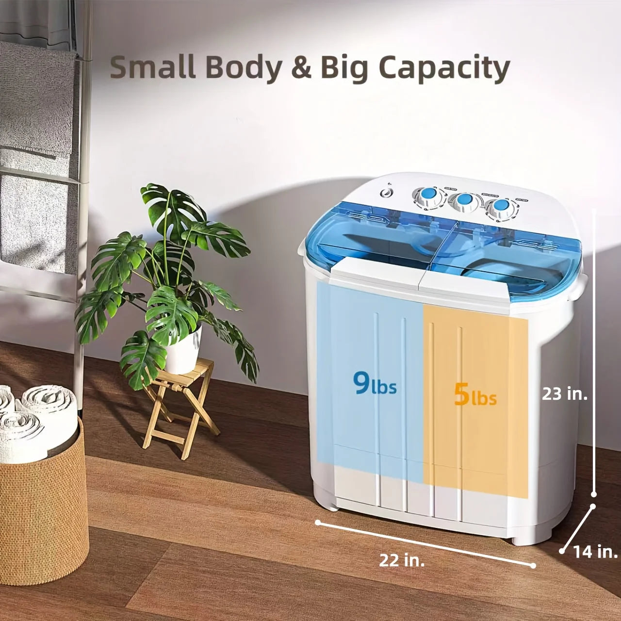 14.5Lbs Portable Washing Semi-Automatic Compact Washer
